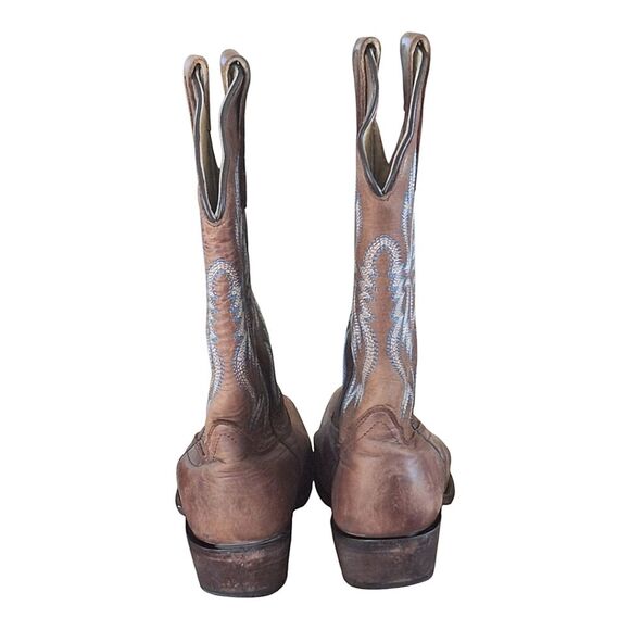 Women's Nocona Blue Bonnet Brown Western Boot 11" shaft Turquoise Stitching 6.5B - Picture 9 of 16